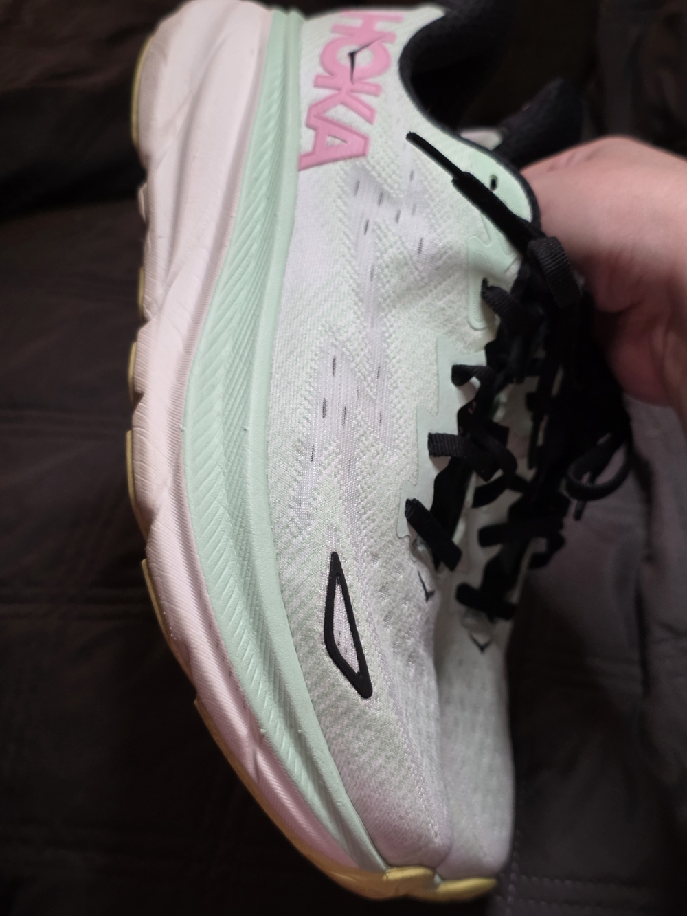 Hoka Clifton 9 Running Shoes Women's 9B Mint Green Pink Athletic Sneakers - Picture 10 of 11